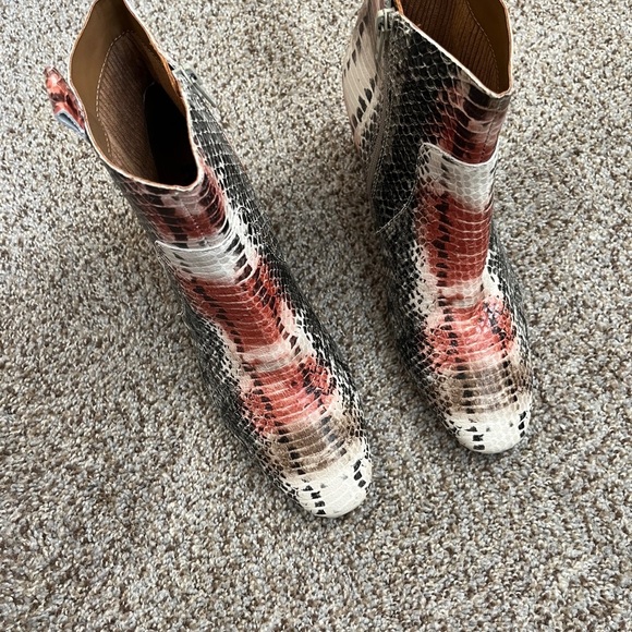 Kork-Ease Red and Black Ankle Booties with Snakeskin Texture - Picture 15 of 15